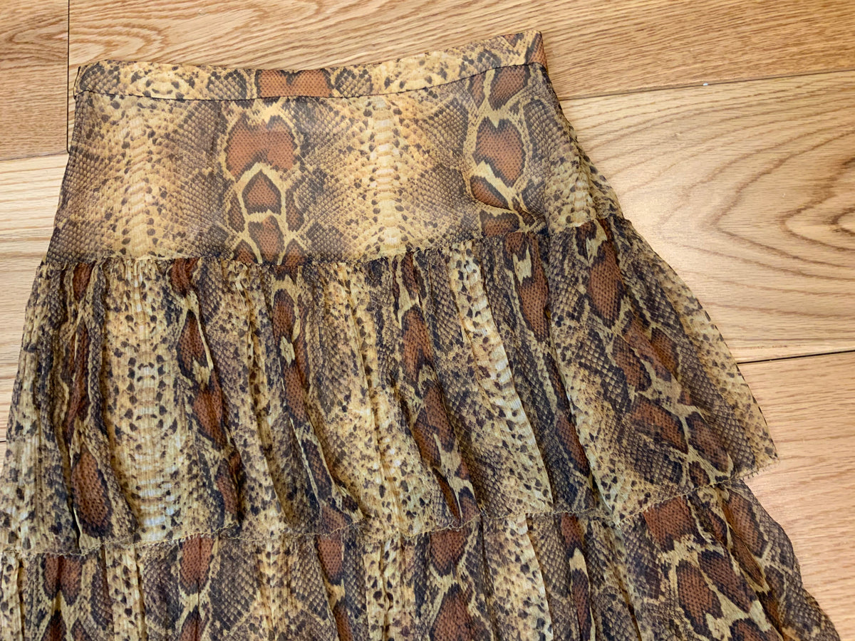 ZIMMERMANN MOST WANTED Ninety-Six Snake Print Skirt SIZE 0 XS ladies
