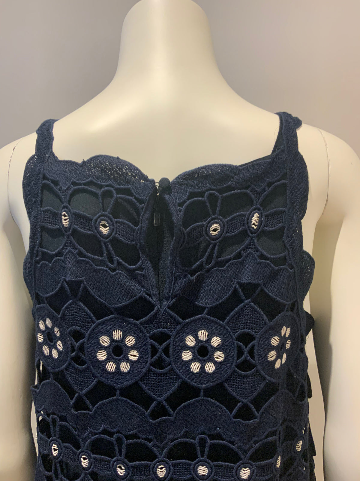 CHLOÉ Guipure Lace Navy Overlay DRESS SIZE FR 38 UK 10 US 6 ladies