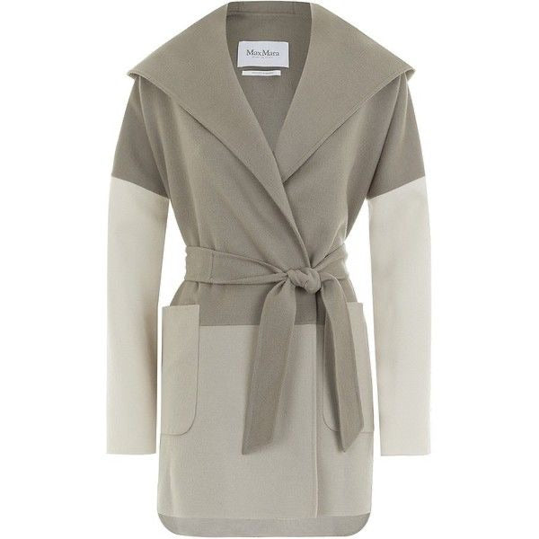 Max Mara Women's Gray Taupe Arpa Hooded Angora Coat Ladies