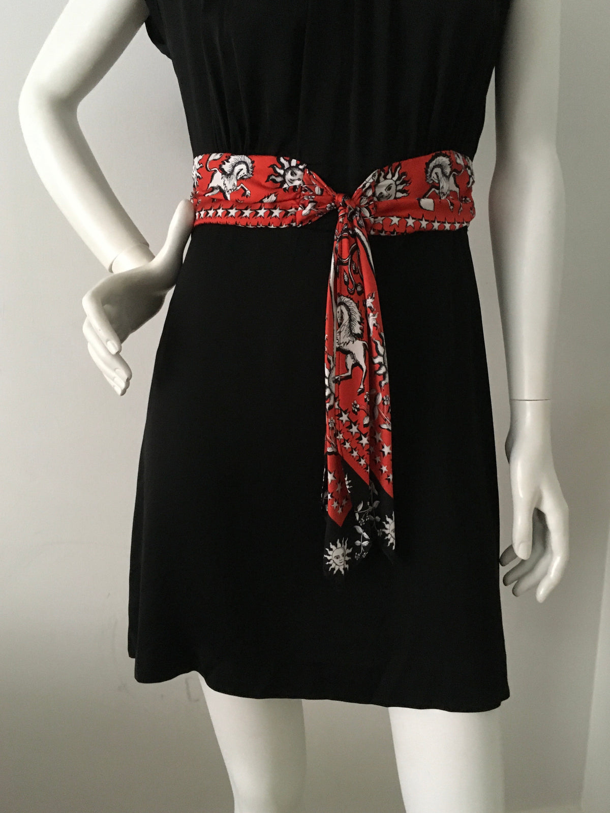 SANDRO Paris 2020 Black Contrast waist-tie satin dress Size M Medium ladies