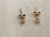 14K 14ct 585 Yellow Gold Diamond Stud Earrings Piercing Ladies