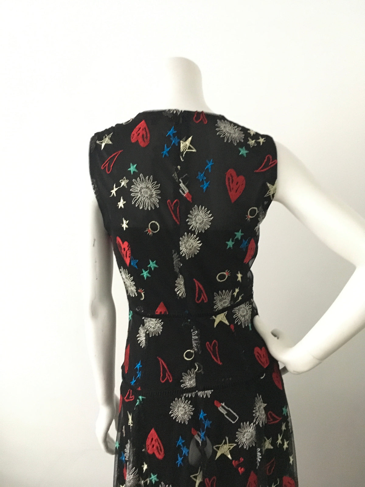 MAJE LONG DRESS WITH ALL-OVER EMBROIDERY Size 2 M Medium ladies