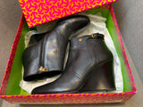 TORY BURCH 'Milan' Wedge Bootie Black Leather Boots Size US 9.5 39.5. US 6.5 ladies