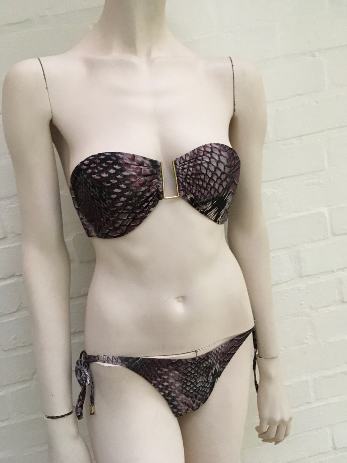 MELISSA ODABASH BARCELONA SNAKESKIN BIKINI SWIMSUIT SET SIZE UK 6 US 2 XS Ladies
