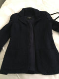 CHANEL Navy Metal Wool Boucle Jacket 16A Blazer F 40 UK 12 US 8 ladies