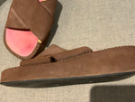 Clergerie Brown Suede Slippers Sandals Size 39 ladies