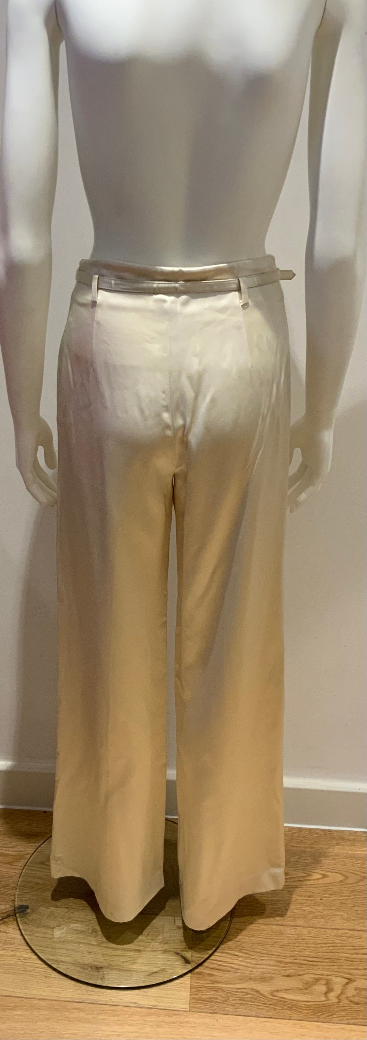 Ralph Lauren Black Label Silk Champagne Belted Pants Trousers Size S small ladies