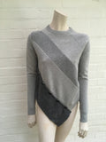 PROENZA SCHOULER Asymmetric Paneled Wool And Cashmere-blend Sweater In Grey Sz S Ladies
