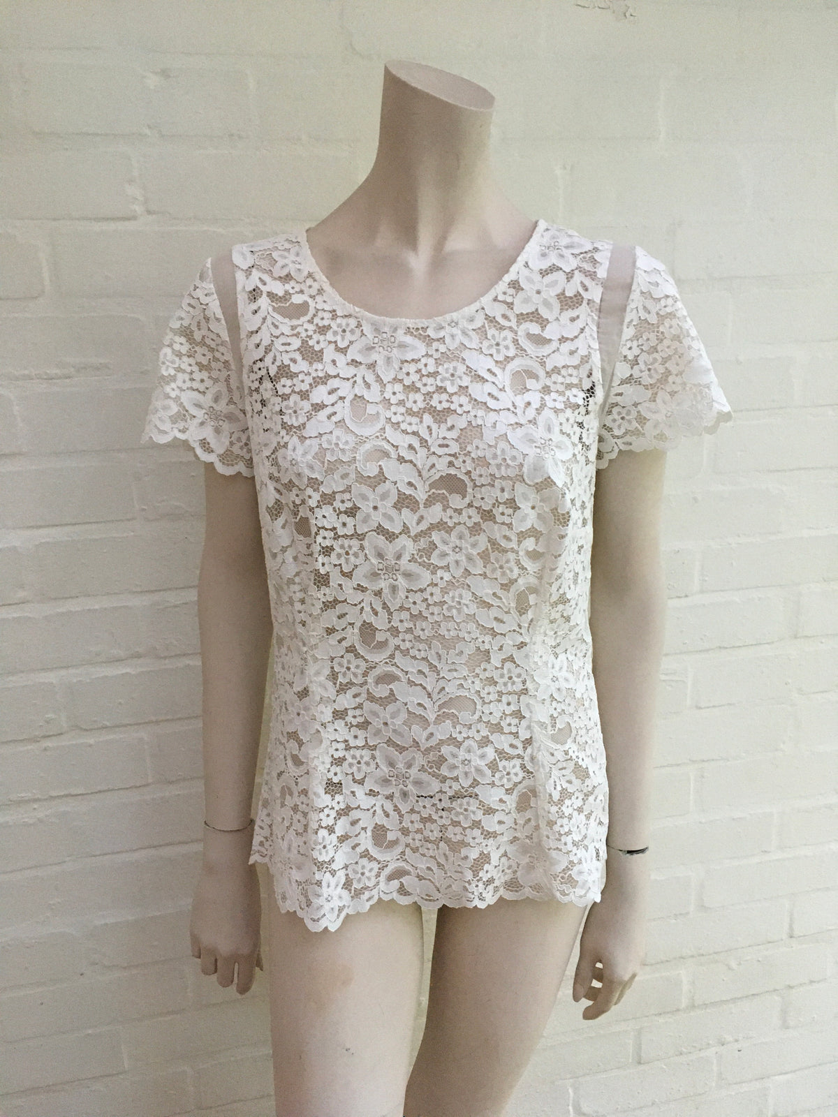 Gerard Darel White Lace Blouse Top Ladies Size F 44 L large ladies
