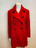 INES DE LA FRESSANGE Red Boucle Wool Double Breasted Coat Sz` UK 12 US 8 L Large ladies