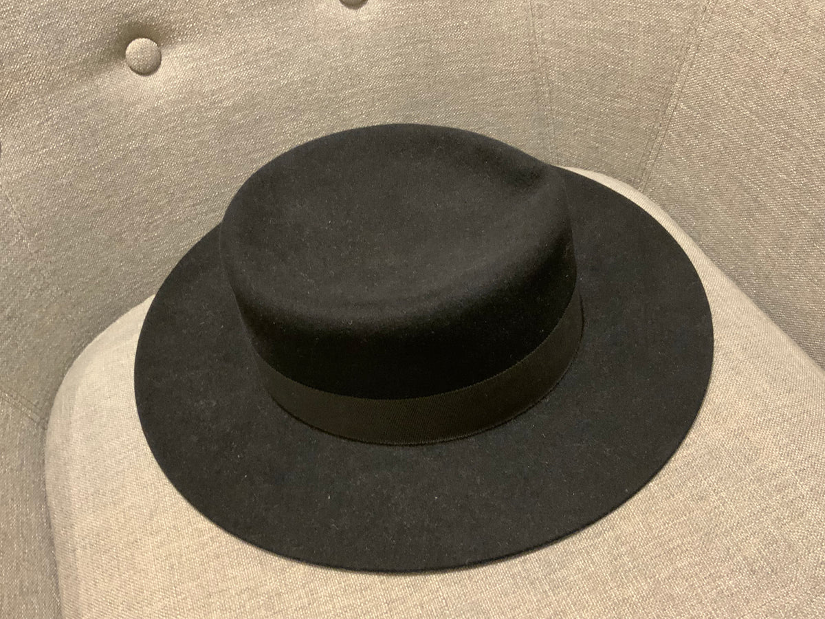 Saint Laurent Black RABBIT FUR HAT Fedora SOLD OUT Size 55 ladies