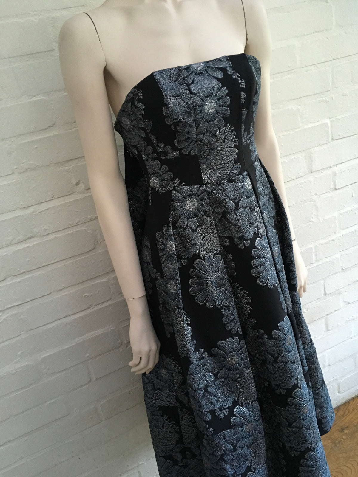 ERDEM RUNAWAY Alina Metallic-Jacquard Strapless Dress LADIES