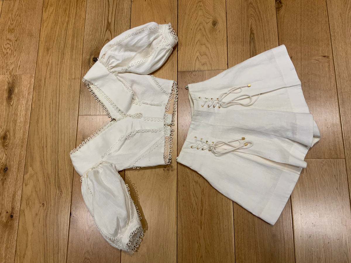 ZIMMERMANN Line Painted Heart Tear Bodice & Shorts SET SUIT SIZE 0 XXS ladies