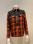 RALPH LAUREN Polo Black & Orange Gingham Shirt Size XS ladies