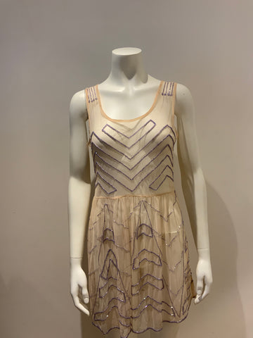 FREE PEOPLE sheer embellished beaded slip dress Size S small ladies Afashionistastore FREE PEOPLE sheer embellished beaded slip dress Size S small ladies Afashionistastore