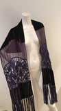 Giorgio Armani 1990's extra long velvet crochet and chiffon silk scarf shawl ladies