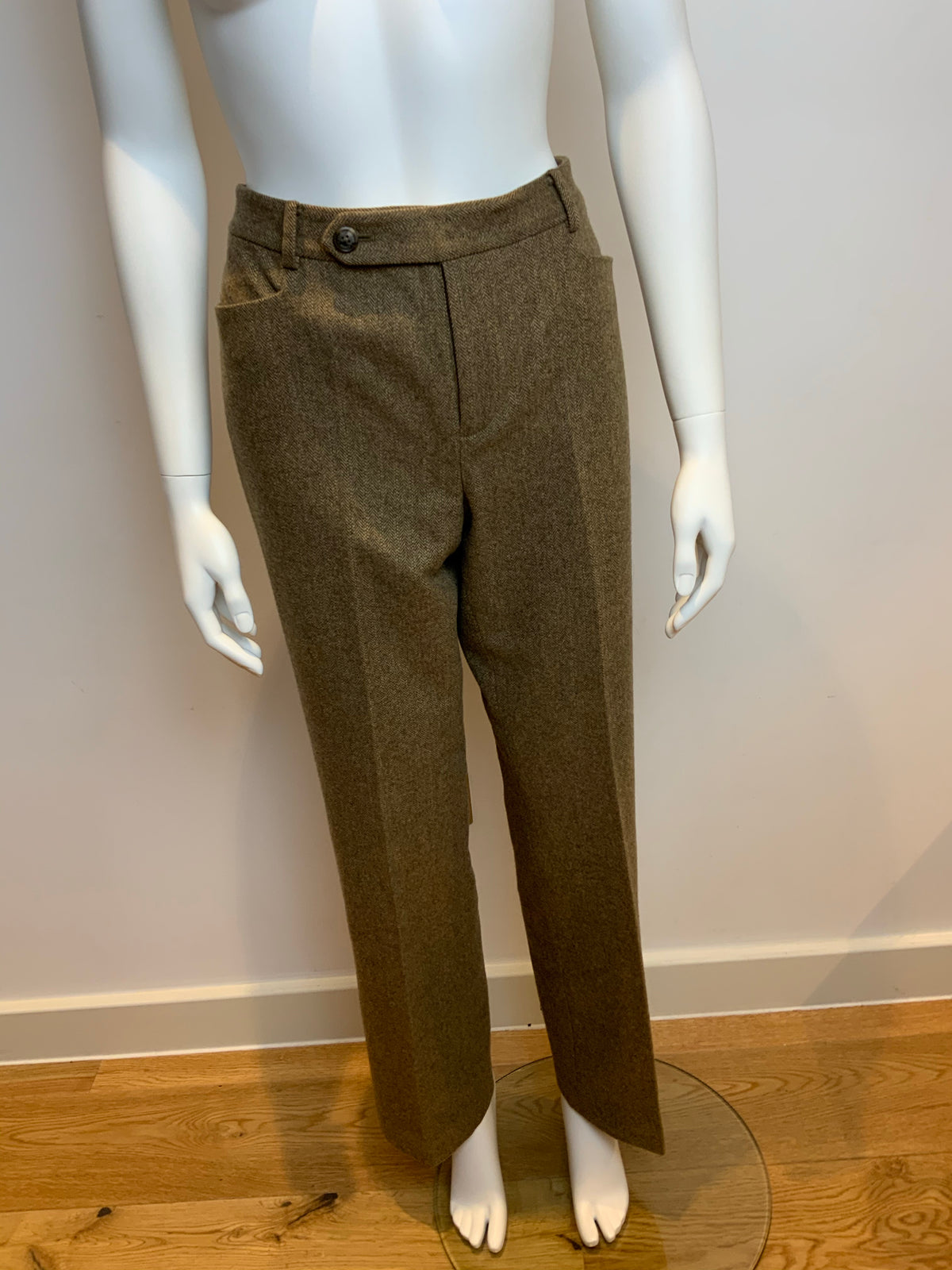 Ralph Lauren Lauren Adelle Brown Wool Pants Trousers Size US 8 UK 12 L LARGE ladies