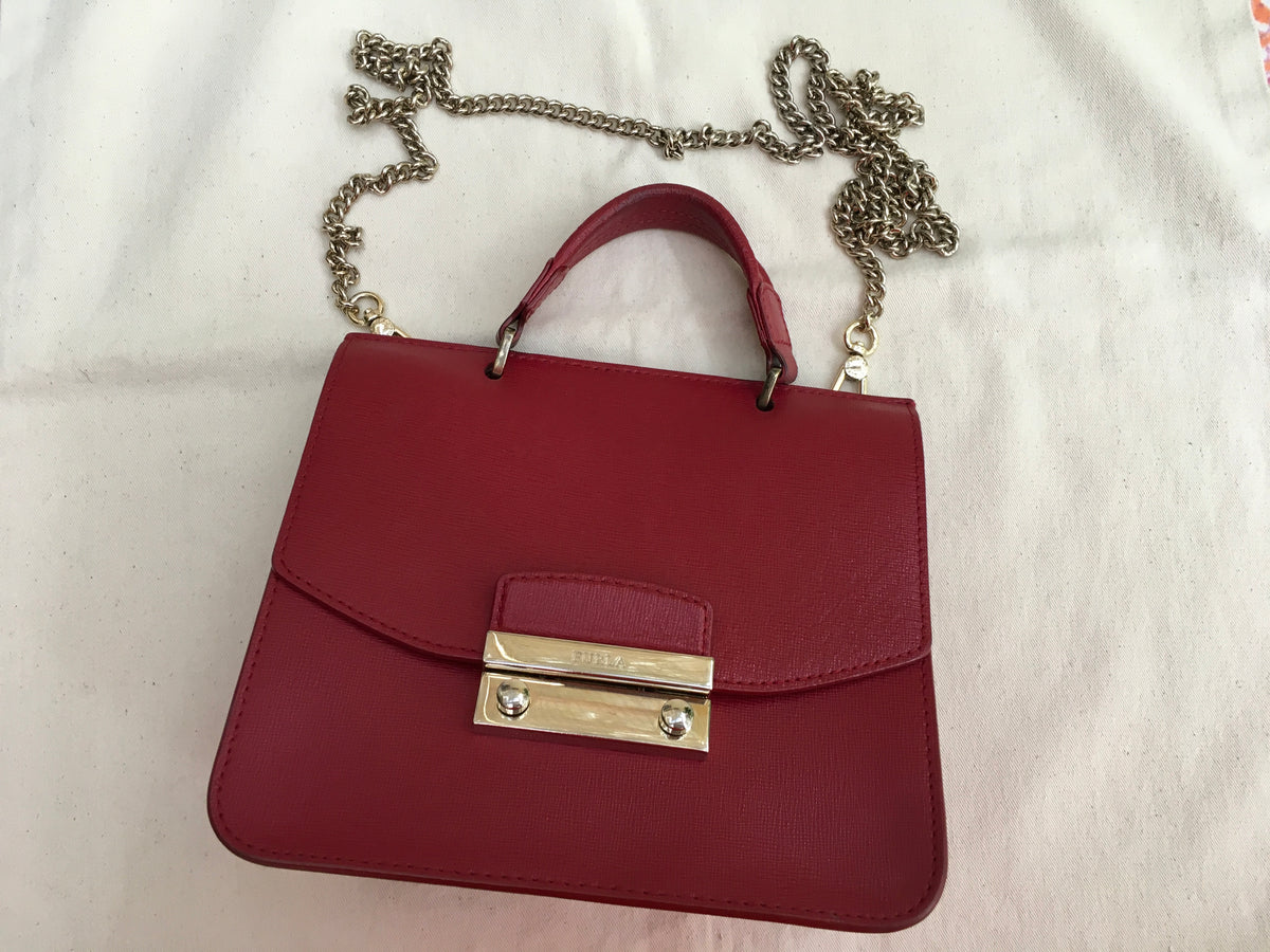 Furla Metropolis Top Handle 903885 Red Bag Handbag Chain ladies