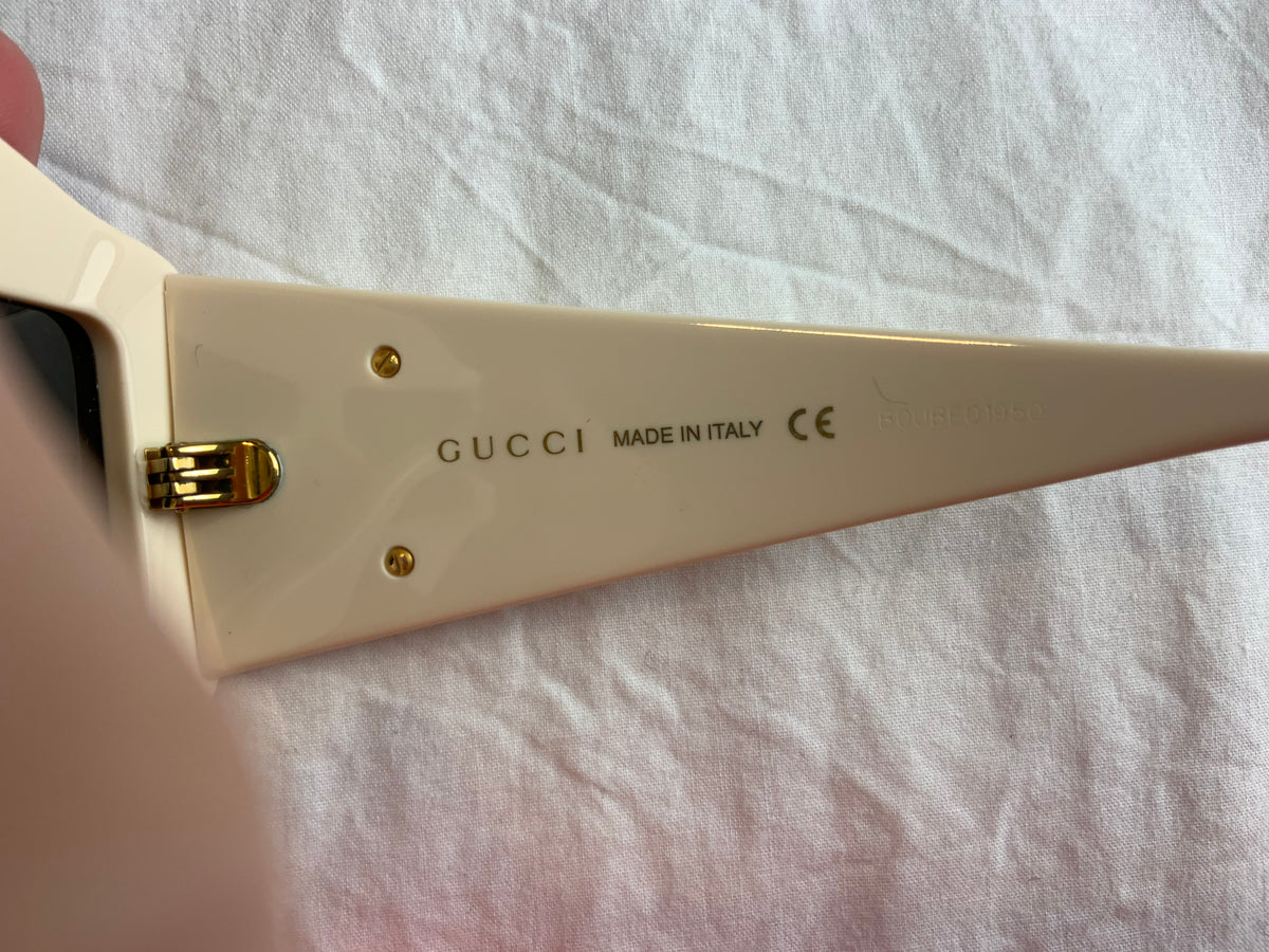 GUCCI Acetate Crystal Hollywood Forever Tear Drop Sunglasses GG0359S Ivory ladies