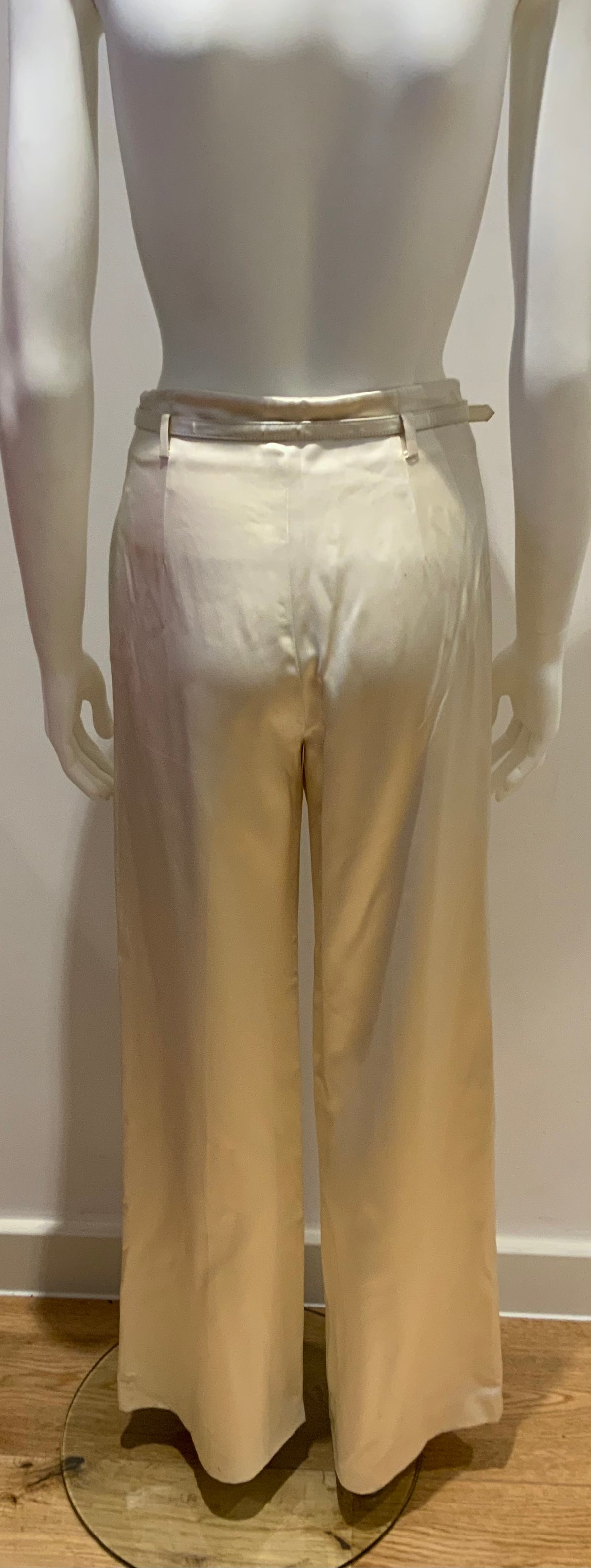 Ralph Lauren Black Label Silk Champagne Belted Pants Trousers Size S small ladies
