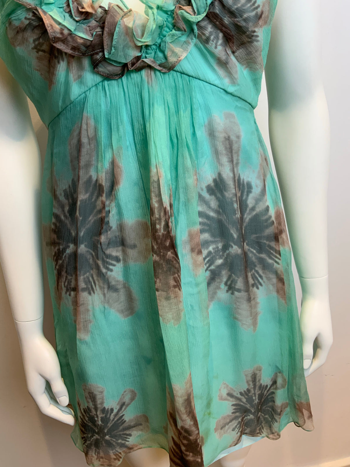 Milly New York Tie Dye Print Halter Ruffle Trim Dress Size UK 4 US 0 XXS ladies