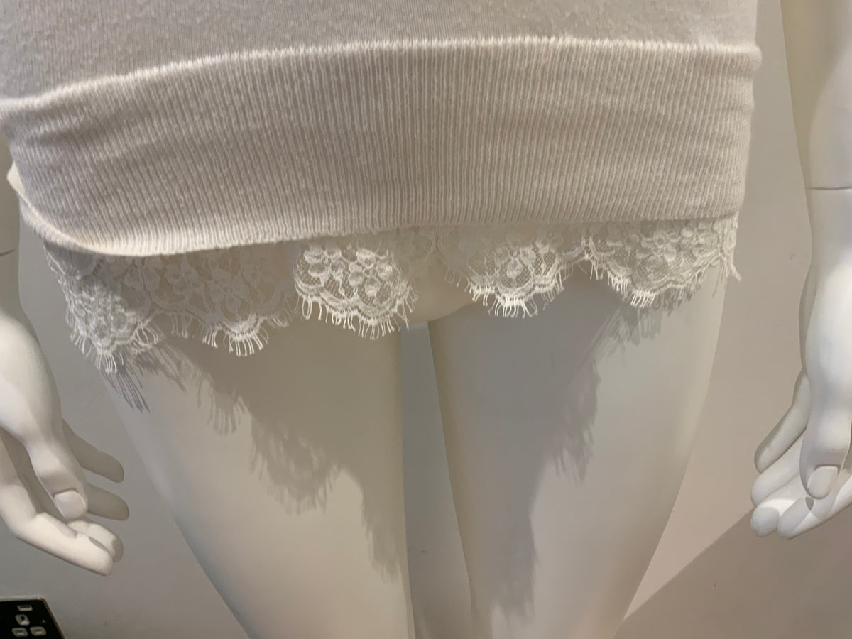 Ermanno Scervino Lace Insert knit White Top Size S small ladies