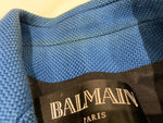 Balmain double breasted tweed blue blazer jacket F 42 UK 14 US10 ladies