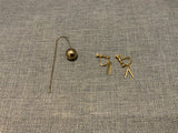 Yellow Gold Pleated Metal Brooch & Earrings ladies