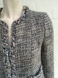 CHANEL : Tweed Collarless Jacket Blazer Wool Ladies