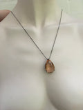 Oval Stone Pendant Long Chain Necklace Ladies