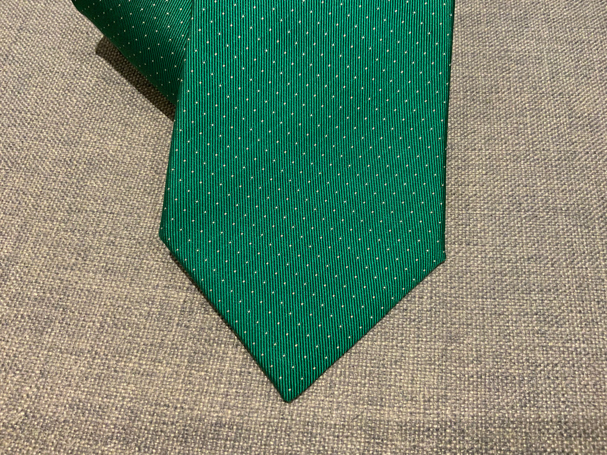 TURNBULL & ASSER. HANDMADE MENS GREEN POLKA DOTS TIE MEN