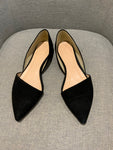 J.Crew Black Suede Pointed D'orsay Flats Size 9 1/2 EU 40 UK 7 ladies