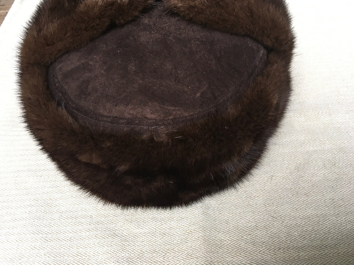 Bergdorf Goodman trapper Ushanka Russian Hat Men's brown mink fur suede Men