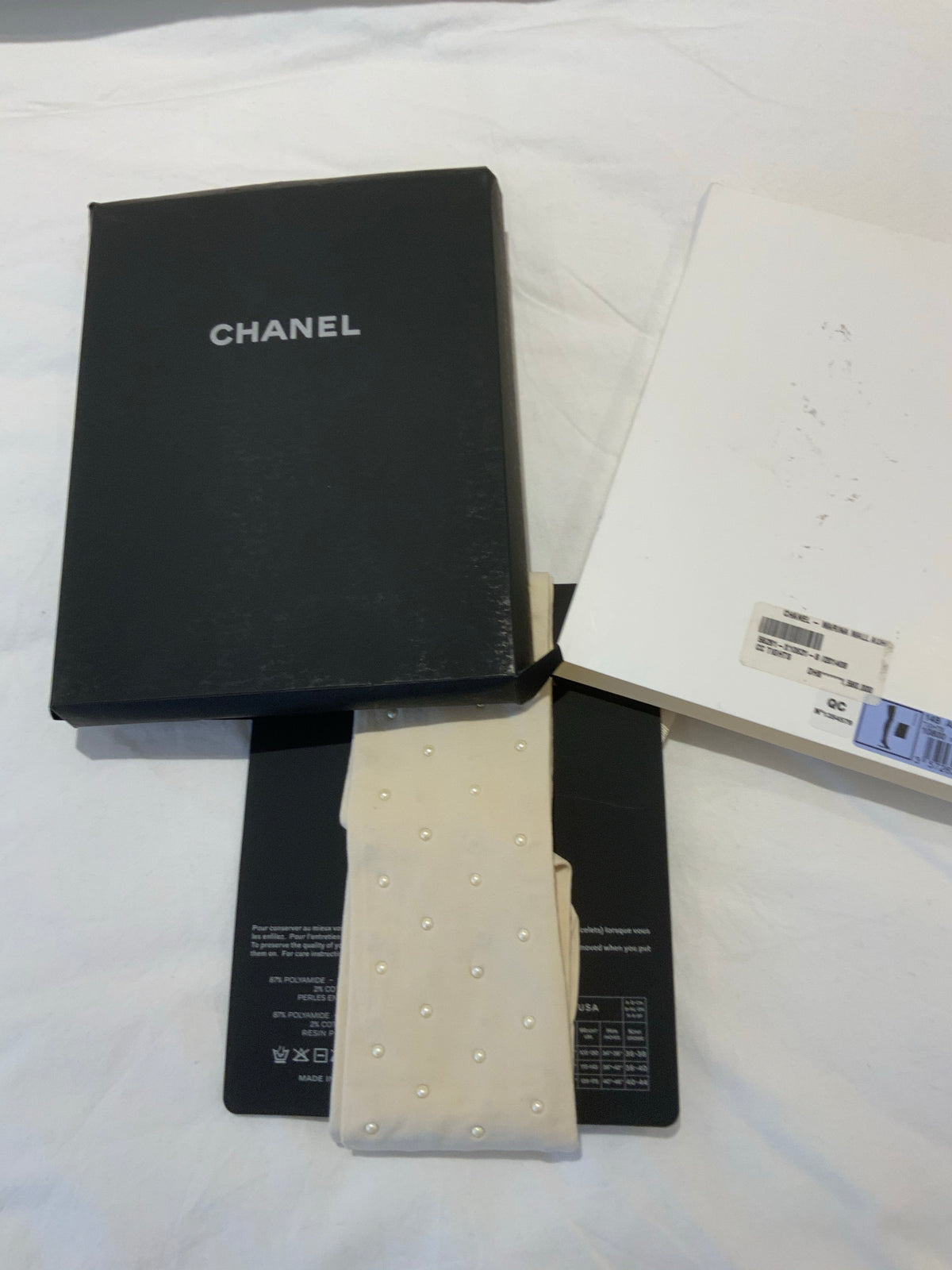 Chanel Ivory Pearls Tights Runway Stockings Pantyhose Tights Size 1 S small ladies