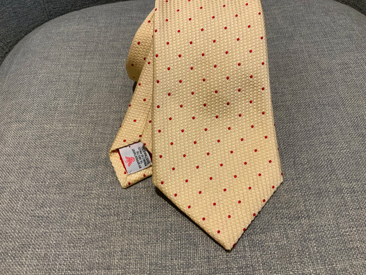 TURNBULL & ASSER Mens Yellow Jacquard Polka Dots Tie Handmade men