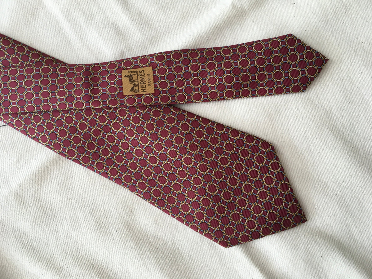 Hermès HERMES Paris Silk Chain-Link Print Tie 927 HA 100% AUTHENTIC Men