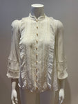ZIMMERMANN MOST WANTED Whitewave Pin tuck lace-paneled silk Blouse SIZE 0 XS ladies