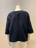 ICONIC CH Carolina Herrera Navy Cotton Oversized Top Size S small ladies