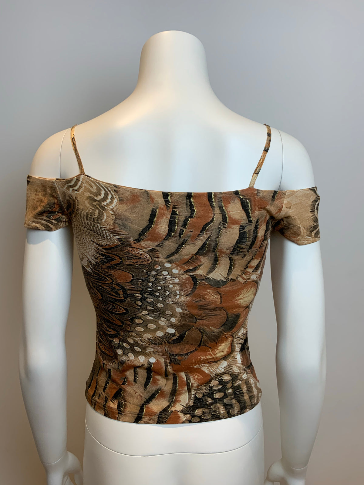 ROBERTO CAVALLI 2003 Viscose Off Shoulder printed top Size XS ladies