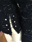 CHANEL Metallic Tweed Jacket Pearls Embellishe  Ladies