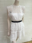 Self-Portrait white floral lace mini ruffle dress Ladies