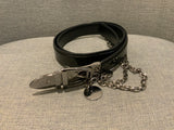 Gucci Tom Ford Skinny Patent Leather Black Chain Drop Belt ladies