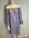 BCBG MAX AZRIA STRIPED OFF THE SHOULDERS DRESS SIZE XS Ladies