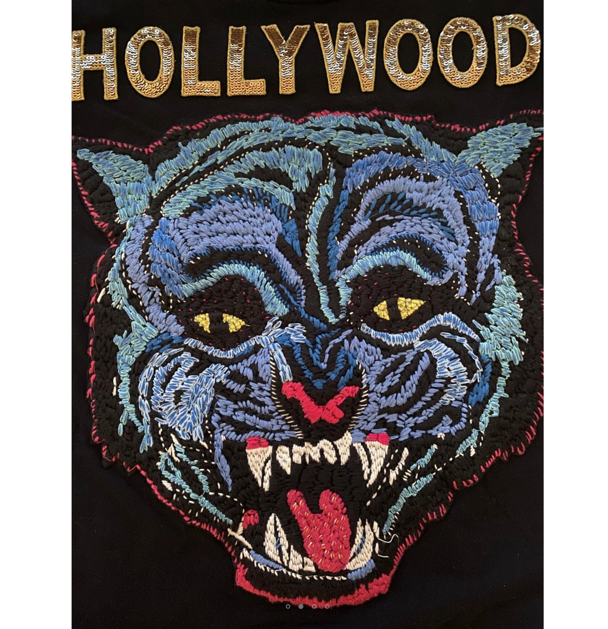 Gucci Tiger embroidered "HOLLYWOOD " Sequins T-Shirt Size XXS ladies
