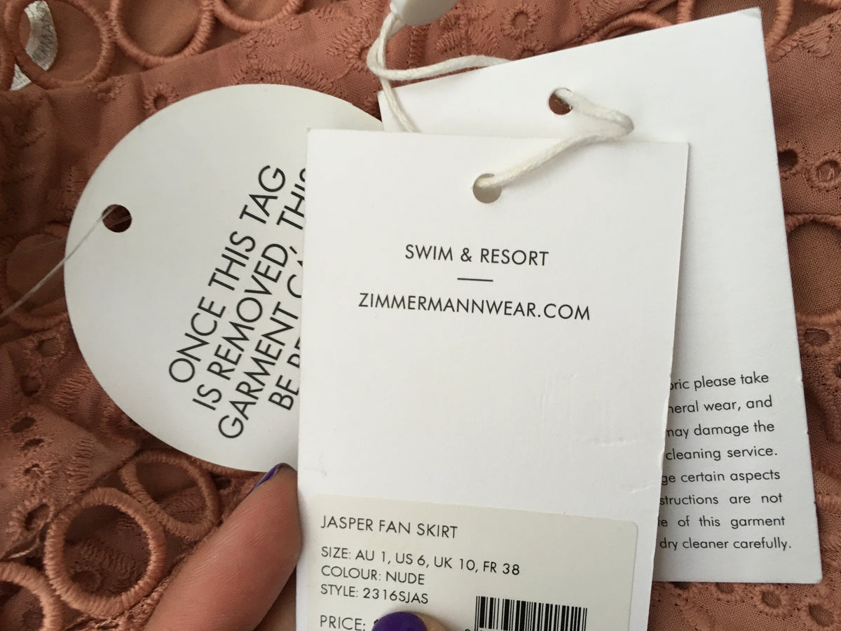 ZIMMERMANN Jasper Fan Skirt Size 1 UK 10 US 6 FR 38 Ladies
