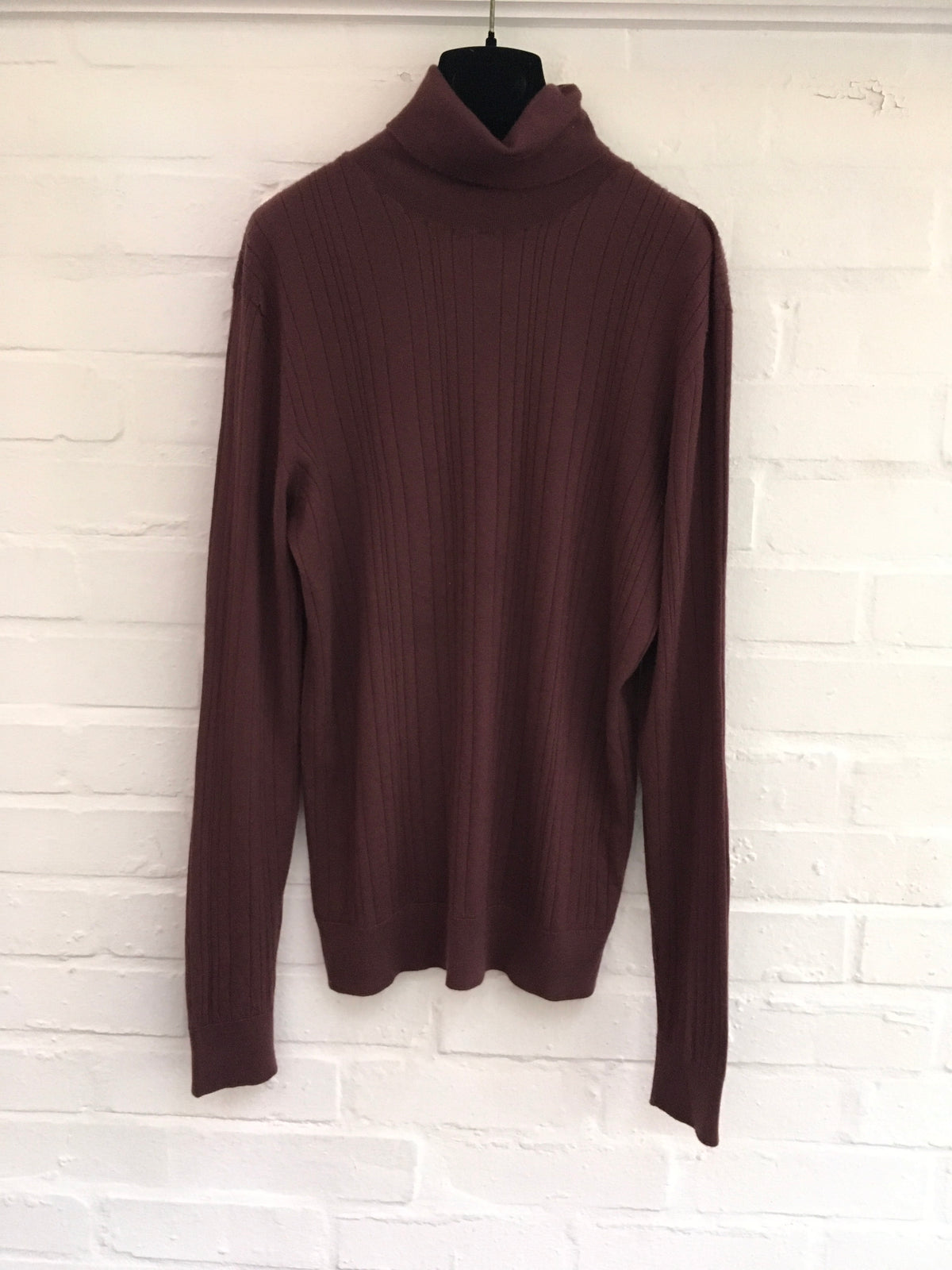 Hermes Hermès Paris Thin Knit Burgundy Turtleneck Sweater jumper SIZE L Large Men