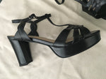 MANUFACT Brazil black-leather sandals heels Size BR 37 EU 39 UK 6 ladies