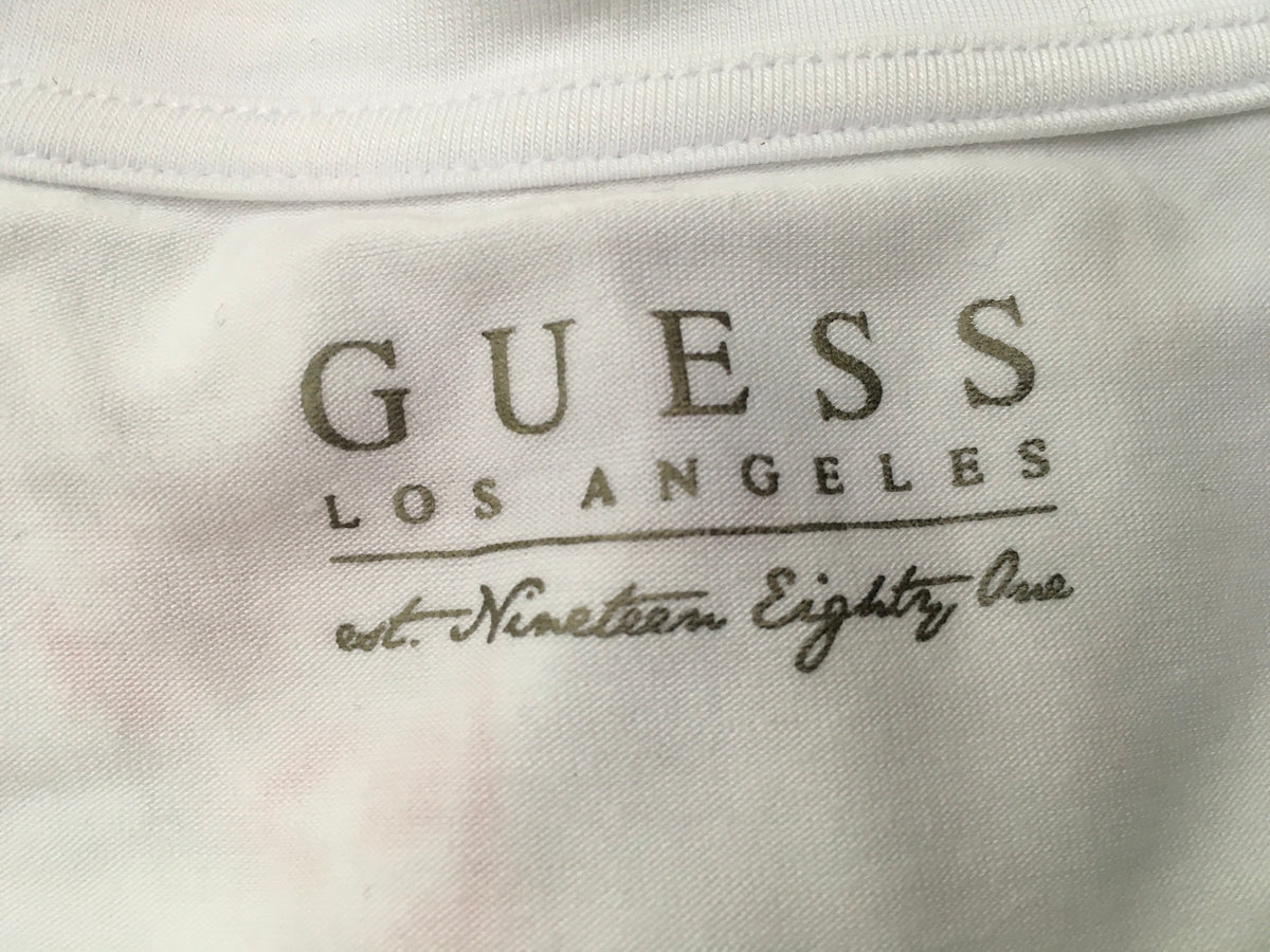 Guess Printed White T-shirt Top Size S Small Ladies