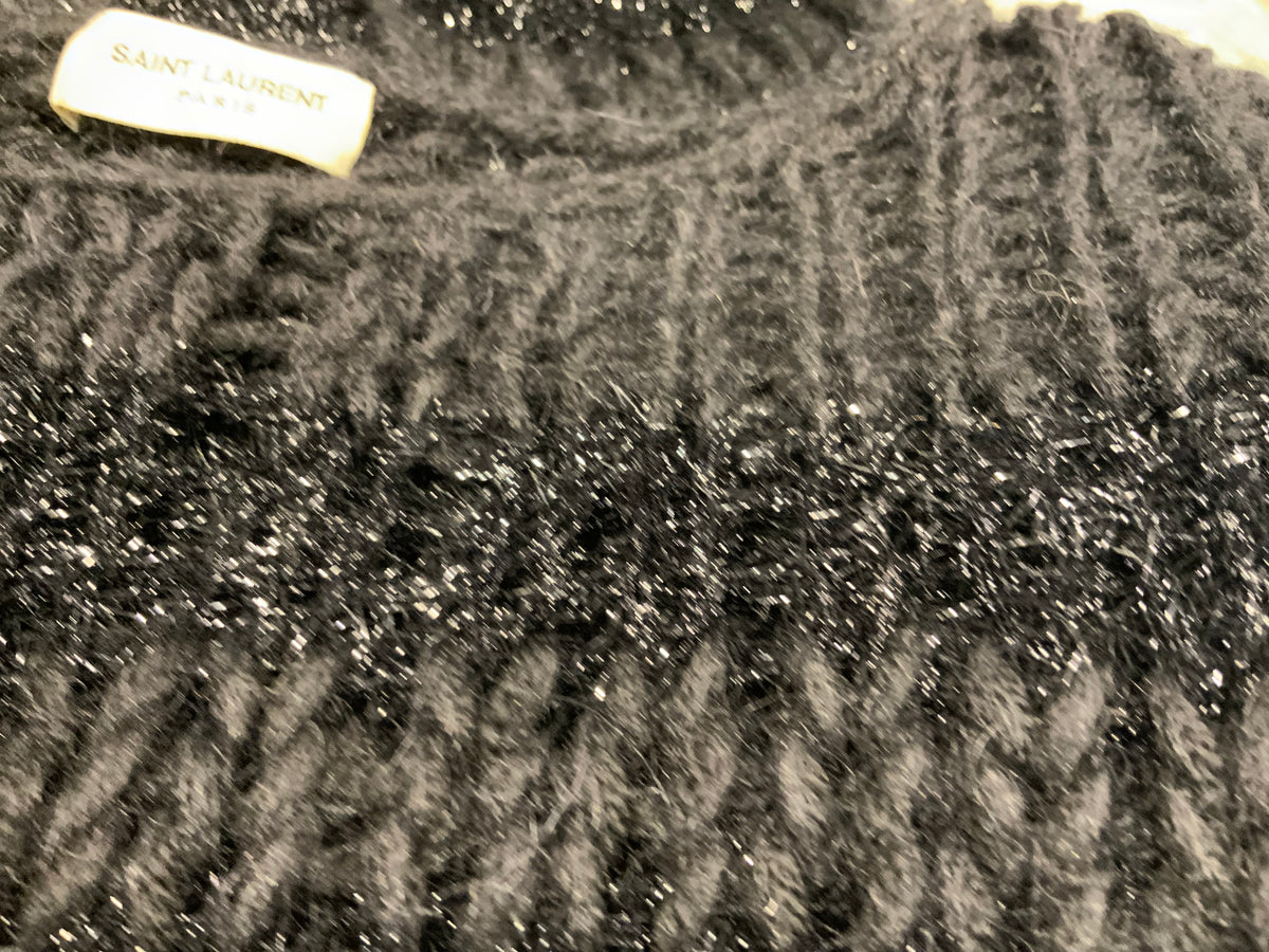 Saint Laurent Black Wool-Mohair open knit pullover sweater SOLD OUT Size S small ladies