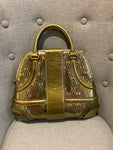 Alexander Mcqueen Gold Perforated Patent Leather Novak Satchel Bag Handbag ladies